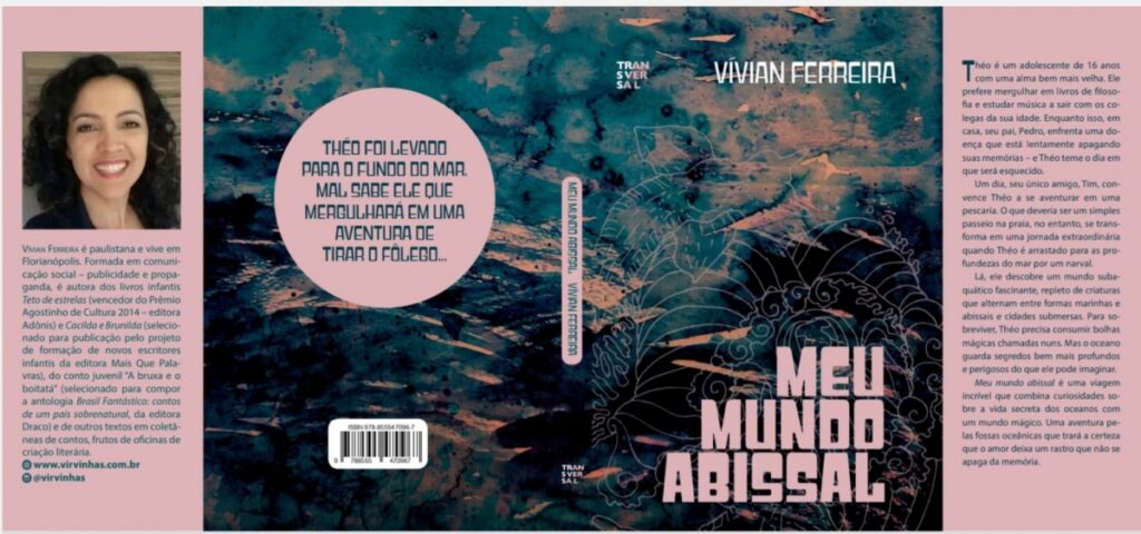 Capa completa do livro Meu Mundo Abissal, com orelhas